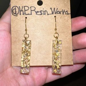 Gold Flake Resin dangle Earrings